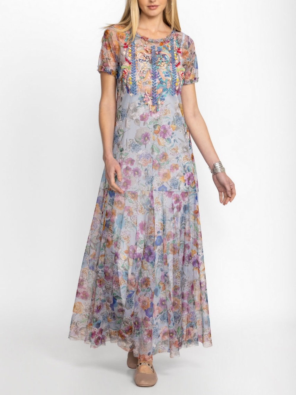 Johnny Was Flora Dancer Maxi Mesh Dress